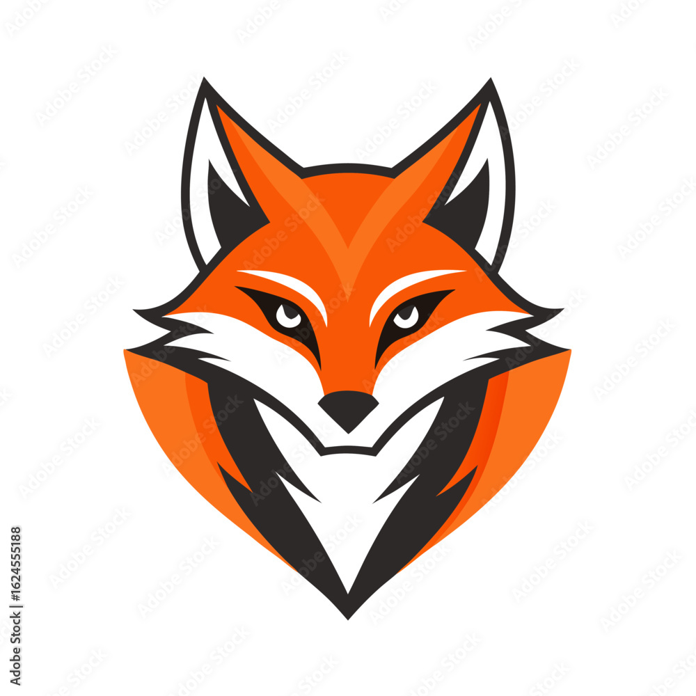 Obraz premium Confident Fox Head with Stylized Fur and Angular Orange Highlights