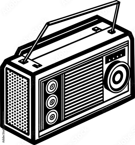 retro radio isolated on white