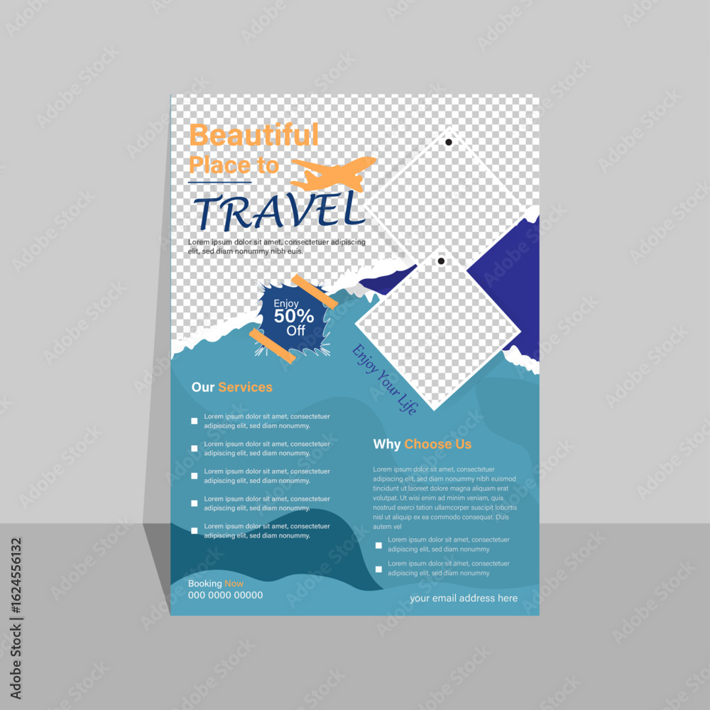 Obraz premium Travel Flyer Template Design, Flyer Design