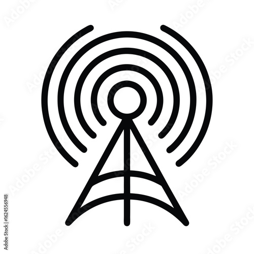 Radio Waves Outline Vector Illustration