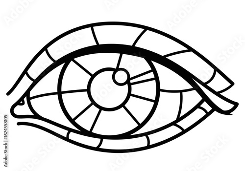 Stylized illustration of geometric eye design for vision and creativity concept