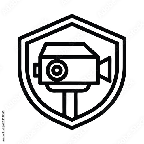 Security Camera Outline Vector Illustration