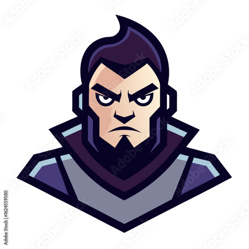 Bold Commander Mascot in Minimal Palette for War-Themed Esports Team Identity