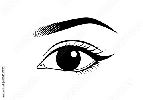 Stylized illustration of an eye with an eyebrow for beauty and aesthetics concept