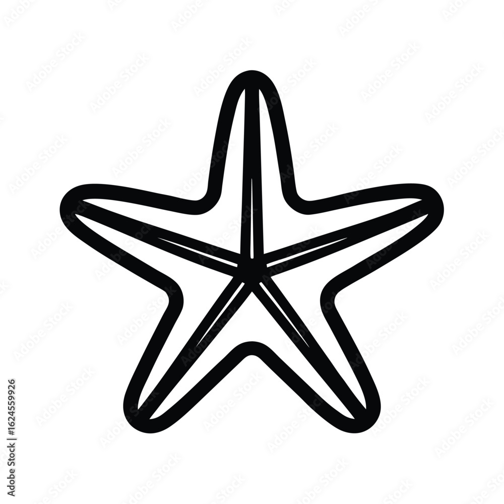 Fototapeta premium Starfish Outlined Icon Vector Illustration