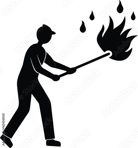 fire starting drill on white background.eps