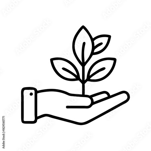 Hand holding a small plant symbolizing environmental care and ESG  