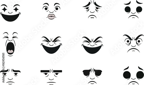 Variety of facial expressions illustration