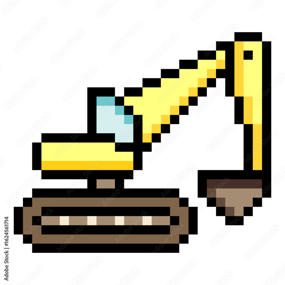 Fototapeta premium Excavator in pixel art style
