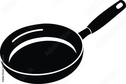 Black silhouette of a frying pan with a long handle skillet cooking