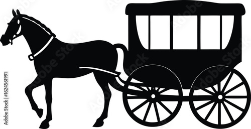 horse drawn carriage on white background.eps