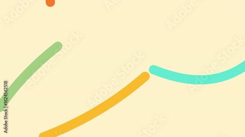 Abstract looping animation of colorful curved lines moving organically on a light background. Playful and minimal motion design, perfect for creative video intros, background loops