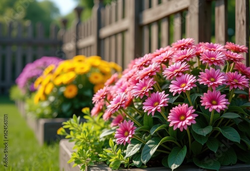 Wallpaper Mural vibrant flower arrangements raised garden beds colorful blooms greenery natural beauty decoration home garden, flora, nature, landscape, ornament, blossom Torontodigital.ca