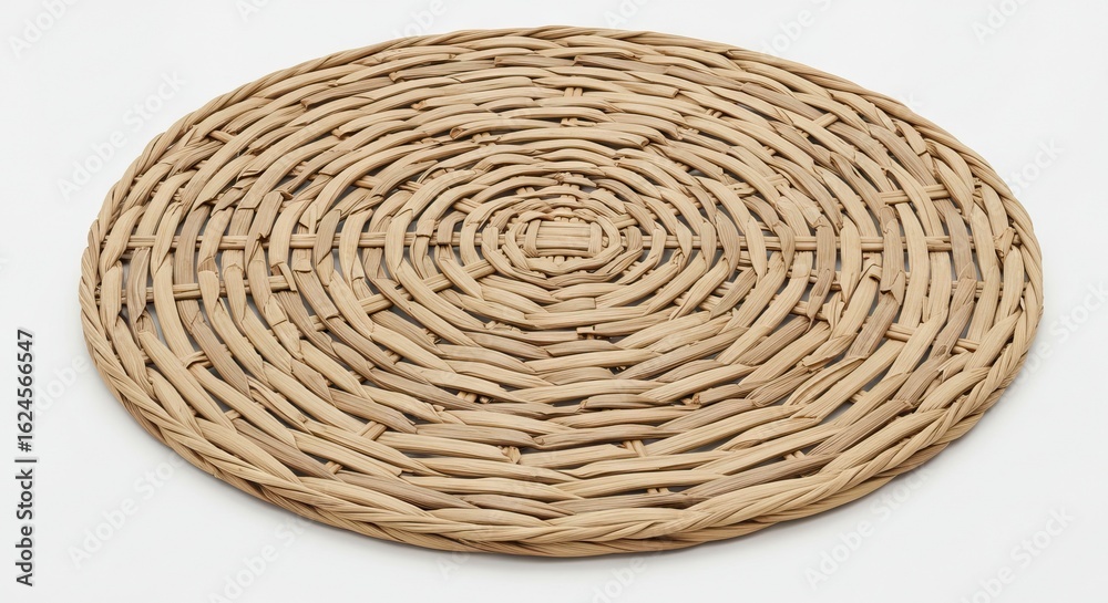 Obraz premium Woven round placemat with circular pattern light brown