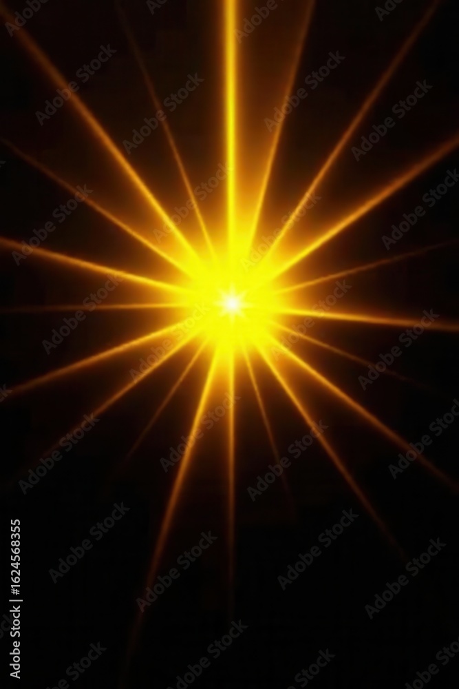 Obraz premium Yellow sunburst, radiating light streaks Black backdrop , light, sunburst