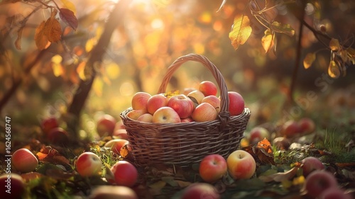 Autumn apples in the basket 
