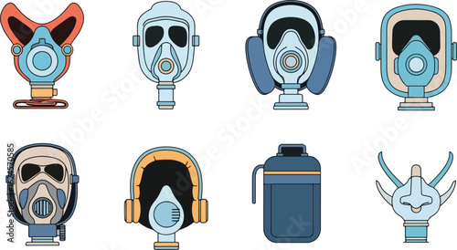Various respirator masks illustration