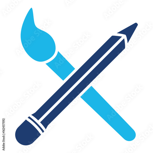 Art Icon In Blue Monochrome Flat Design, Vector Illustration
