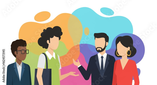 Diverse group of professionals collaborating, ideal for teamwork, diversity, and business presentations.