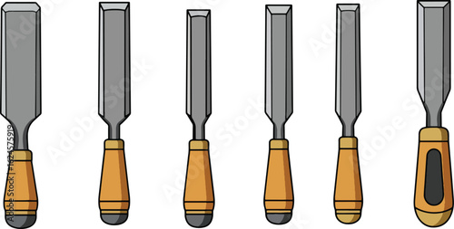 Wood carving tools set illustration