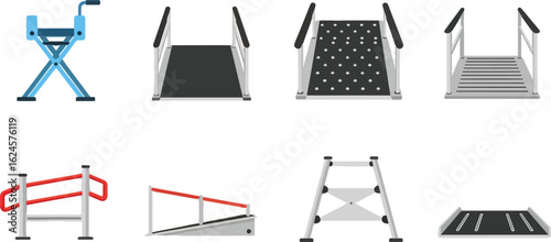 Accessibility ramps and stair lifts illustrations
