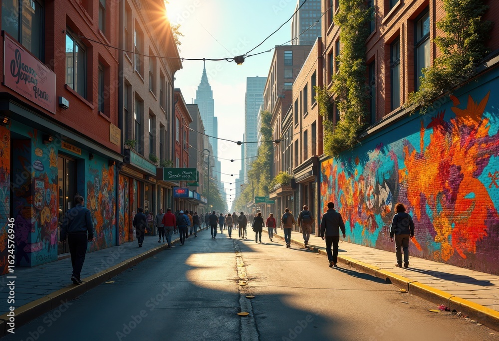 Obraz premium vibrant street murals bringing life concrete jungles powerfully transform urban landscapes colorful artistry, graffiti, architecture, cityscape, design, wall