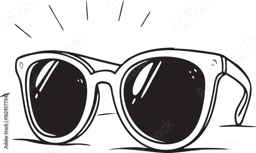 Stylish black sunglasses with reflective lenses and radiating lines eyewear accessory