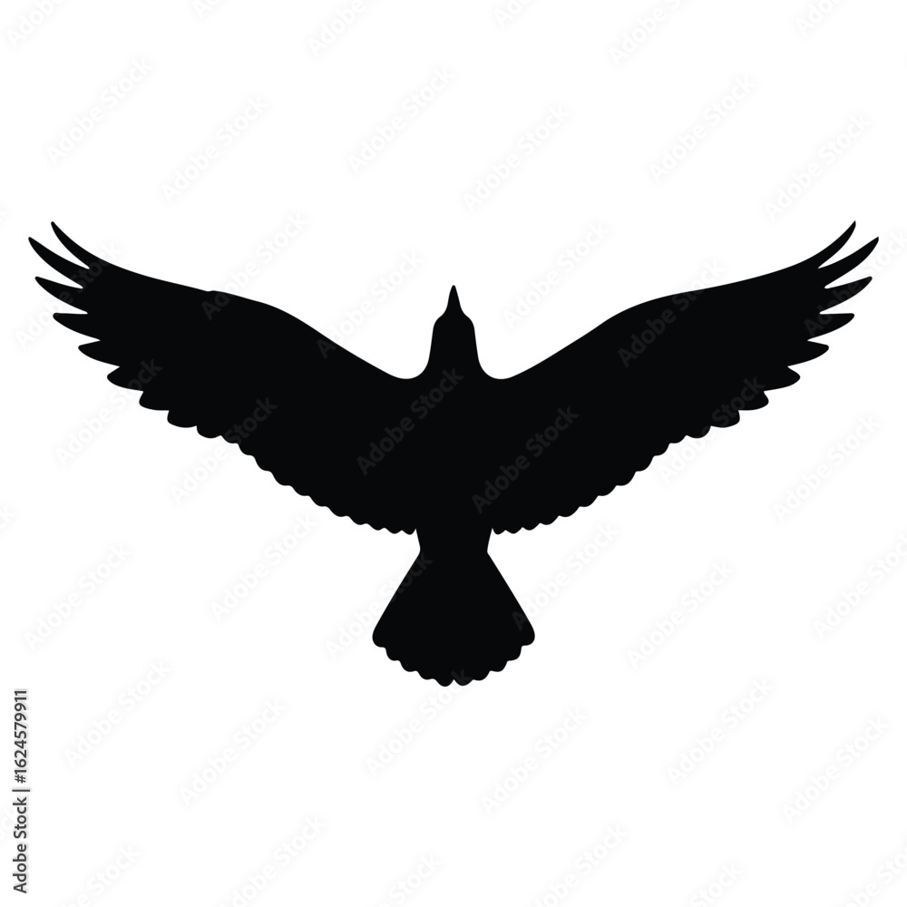 Fototapeta premium Black Silhouette of a Bird in Flight: Minimalist, Serene, and Symbolic Design.