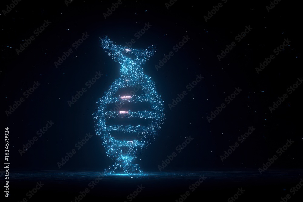 Obraz premium x-default Glowing DNA Double Helix in Dark Space