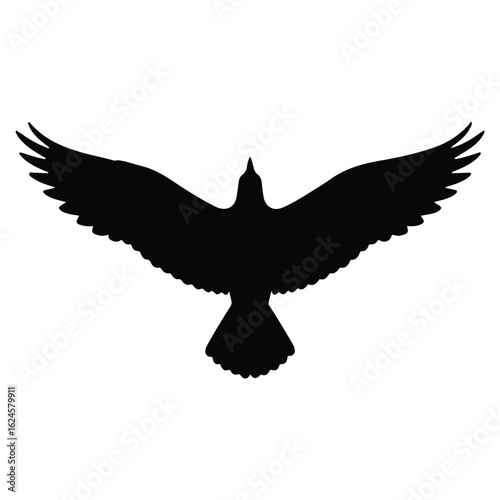 Black Silhouette of a Bird in Flight: Minimalist, Serene, and Symbolic Design.