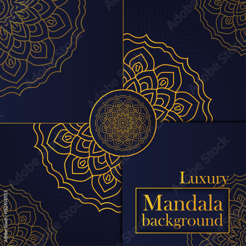 Islamic Style Mandala Ornament with Royal Gold Accents.