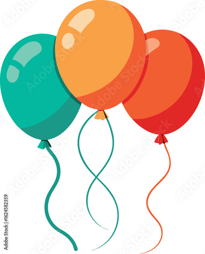 Colorful Balloons in Orange, Red, and Green
