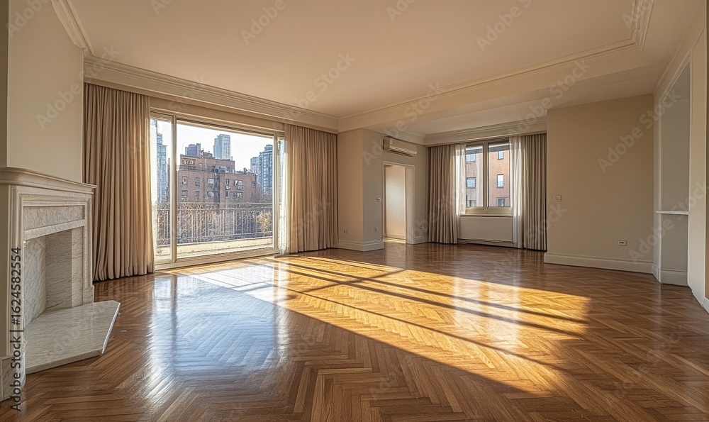 Obraz premium Empty classic apartment with two rooms, offering a blank slate for customization in the living room, Generative AI