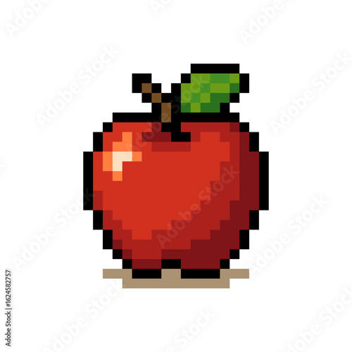 Red Apple Whole Pixel Art Icon