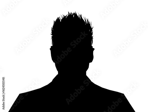 A black and white silhouette of a well-dressed man in a suit stands against a clean white background. The minimalist composition highlights sharp contrasts and elegant posture. Perfect for corporate.