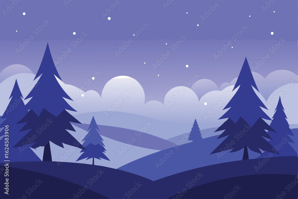 Naklejka premium winter twilight background with silhouetted christ (1).eps