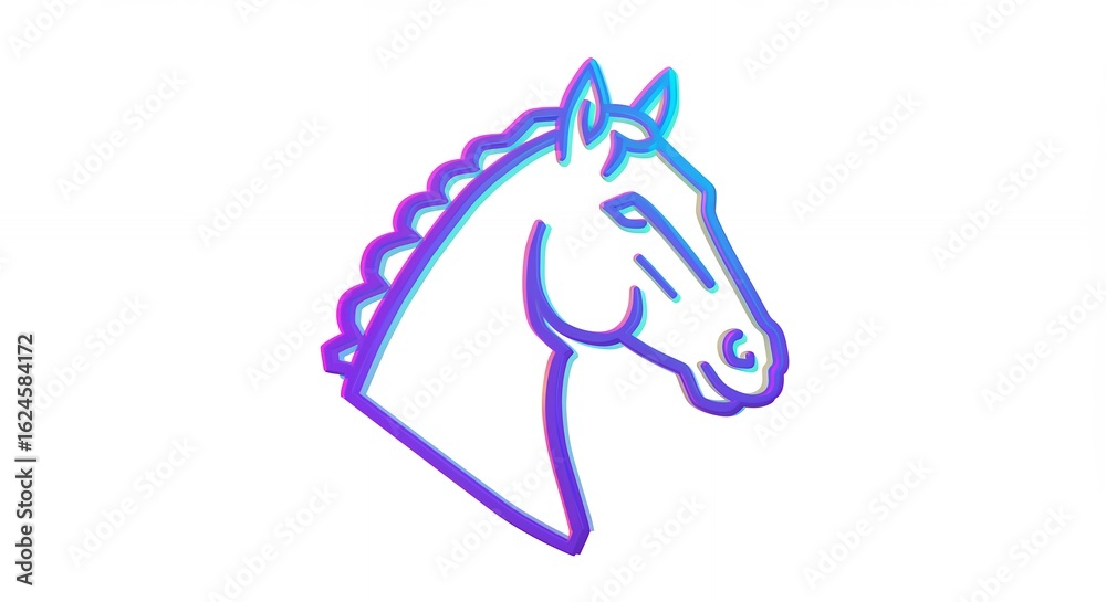 Fototapeta premium Horse head profile gradient graphic