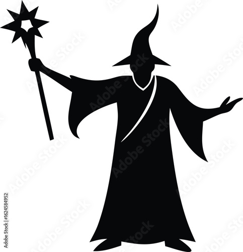 wizard casting spell mascot logo icon