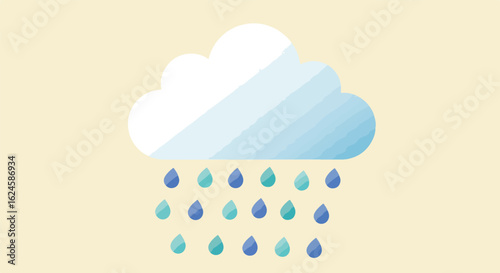 Cartoon cloud raining with a cream backdrop, for weather forecast uses
