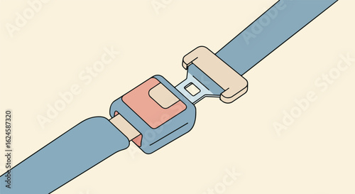 Isolated safety belt fastened on plain background for graphic designs