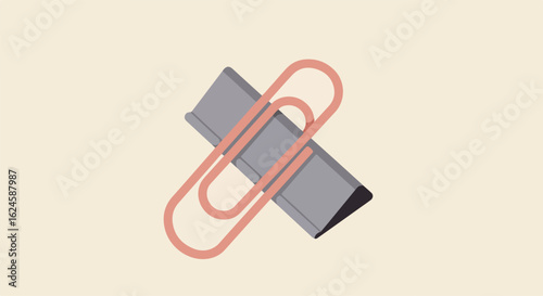 Clip attaches cutter on beige backdrop, graphic resource for creativity concept