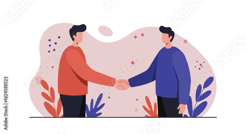 People handshake in abstract background, deal, agreement, business partnership