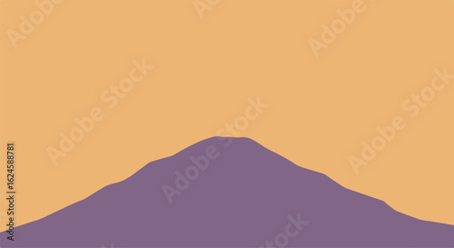 Mountain silhouetted against dawn sky serene, simplistic background, vector design