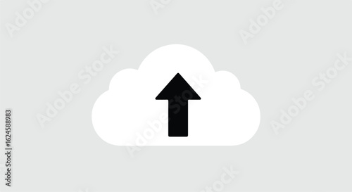 Cloud Upload Icon On Gray Background for file sharing or backup service use