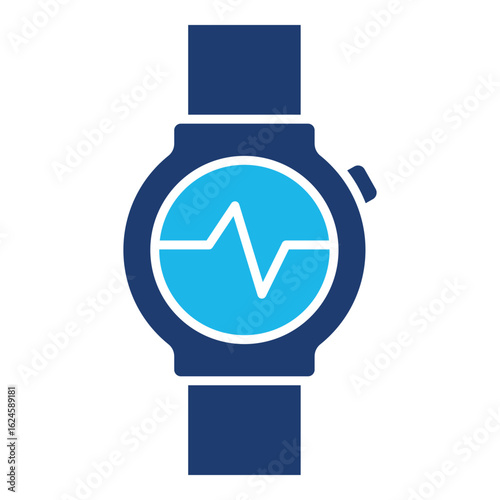 Smart Watch Icon In Blue Monochrome Flat Design, Vector Illustration