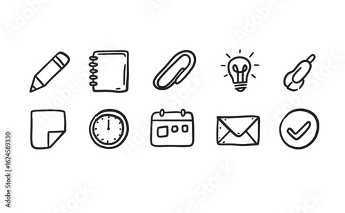 Simple Doodle Icons for Business and Productivity