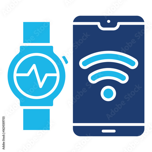 Wristwatch Icon In Blue Monochrome Flat Design, Vector Illustration