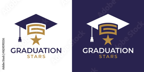 G Graduation Cap Logo Design Vector Illustration Template. Education Logo with Graduation Hat Icon Symbol Design Template Vector. 1