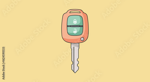 Car key with remote control unlock icon. Isolated for ads, security on background