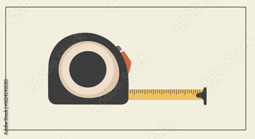 Isolated tape measure used to measure distance, on a plain background, for DIY